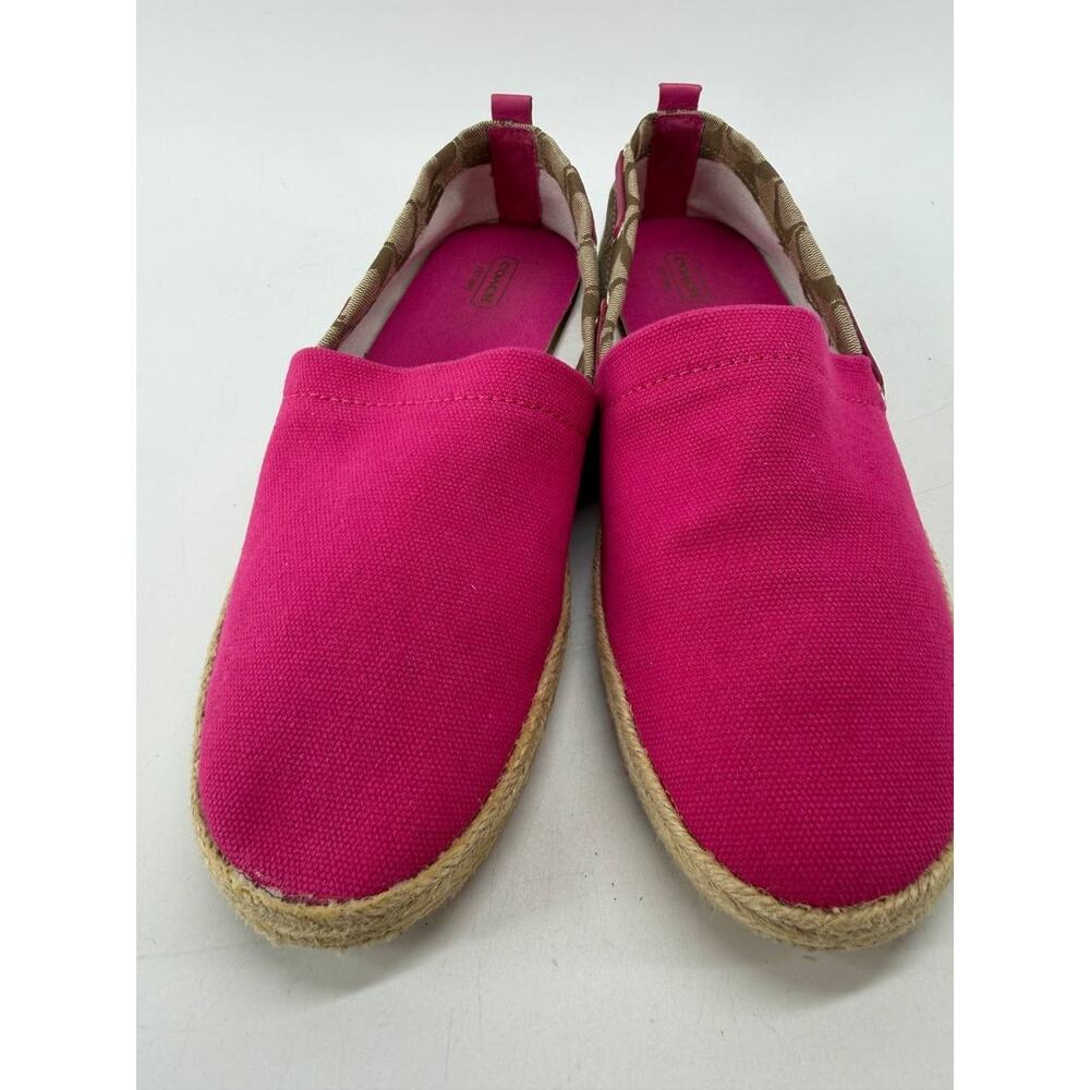 Coach Mellow Canvas Espadrille Flats Fuchsia Khaki Women's Size 10M With Box - Picture 9 of 11